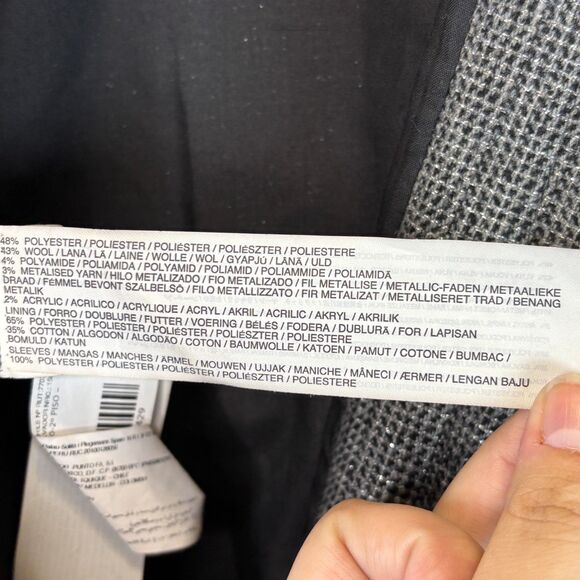 Womens MNG Casual Tweed‎ Asymmetrical Blazer Metal Zippers Pockets Raw Hem Small - Picture 6 of 13